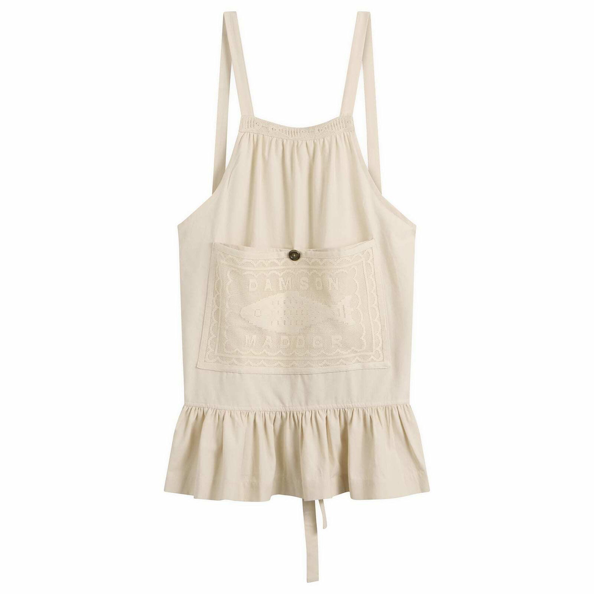 Damson Madder Women's Nonna House - Ercu Filet Lace Apron in Ecru 