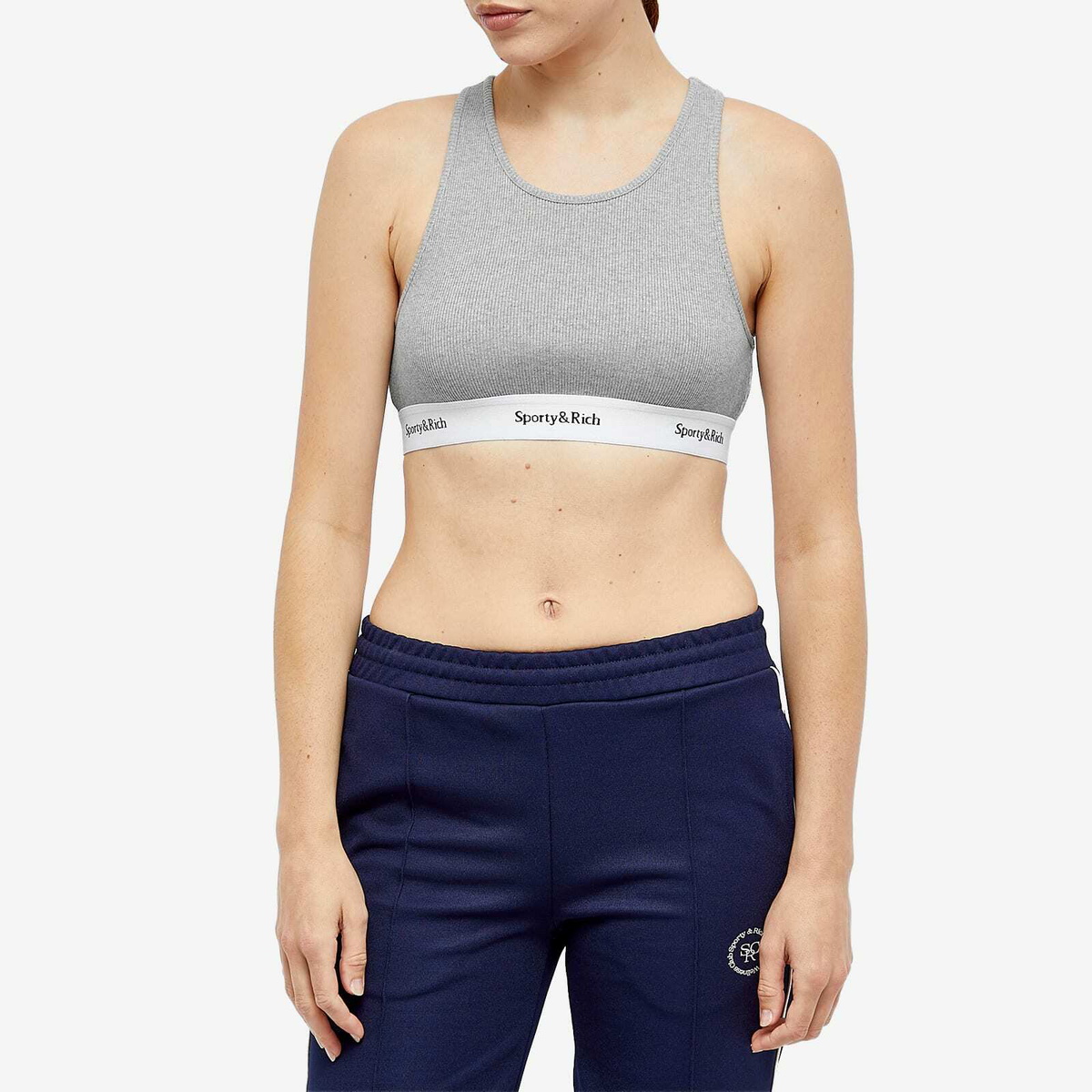 Serif Logo Sports Cropped Tank - Navy/White