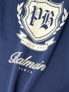 Balmain - Logo-Print Cotton-Jersey Sweatshirt - Blue