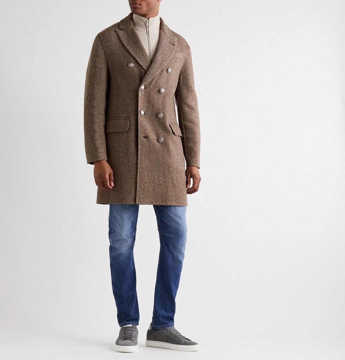 BRUNELLO CUCINELLI: double-breasted coat in wool and cashmere