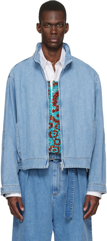 Photo: Dries Van Noten Blue Zip Denim Jacket