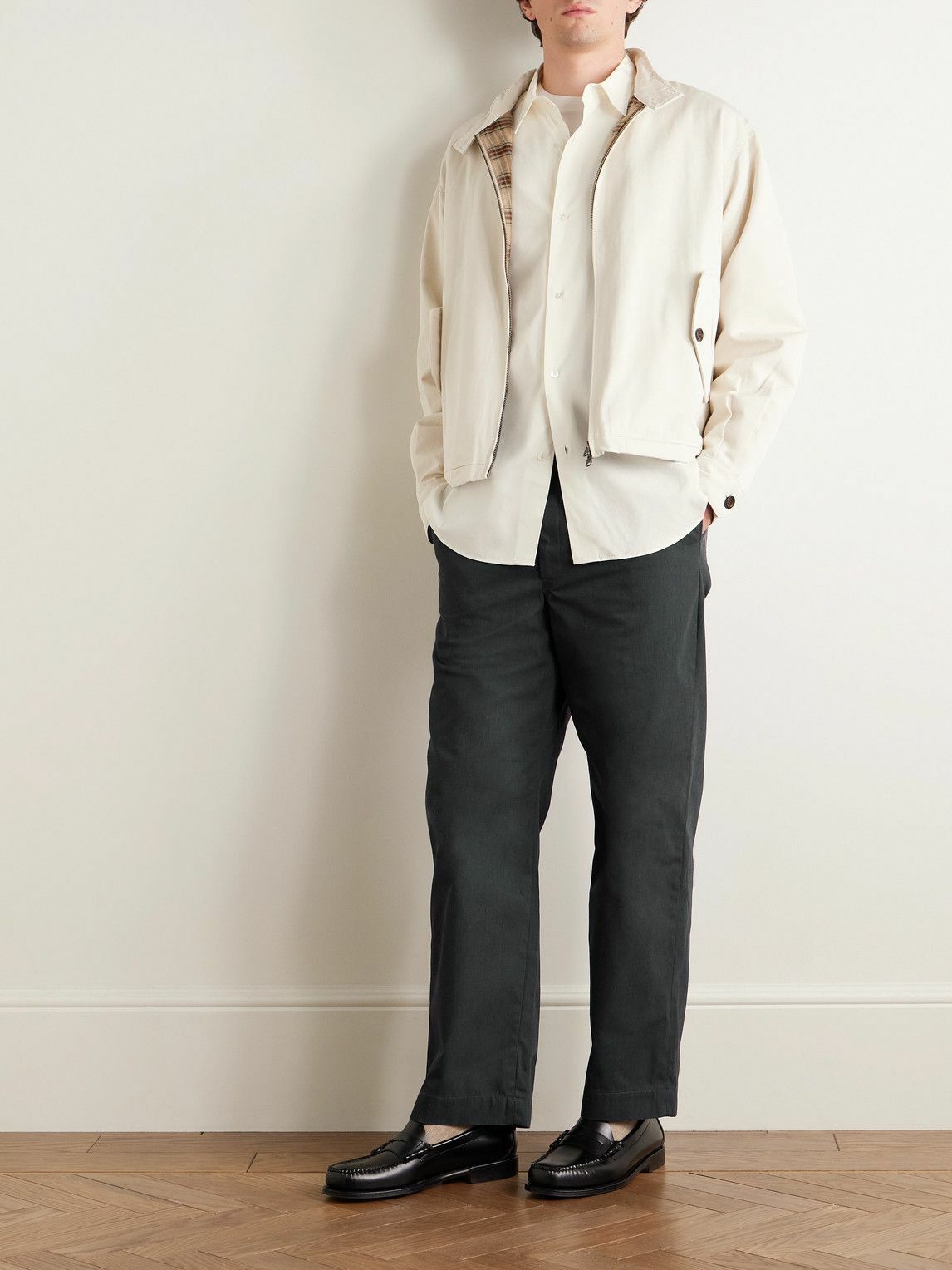 A.PRESSE - Work Straight-Leg Cotton-Blend Chinos - Gray