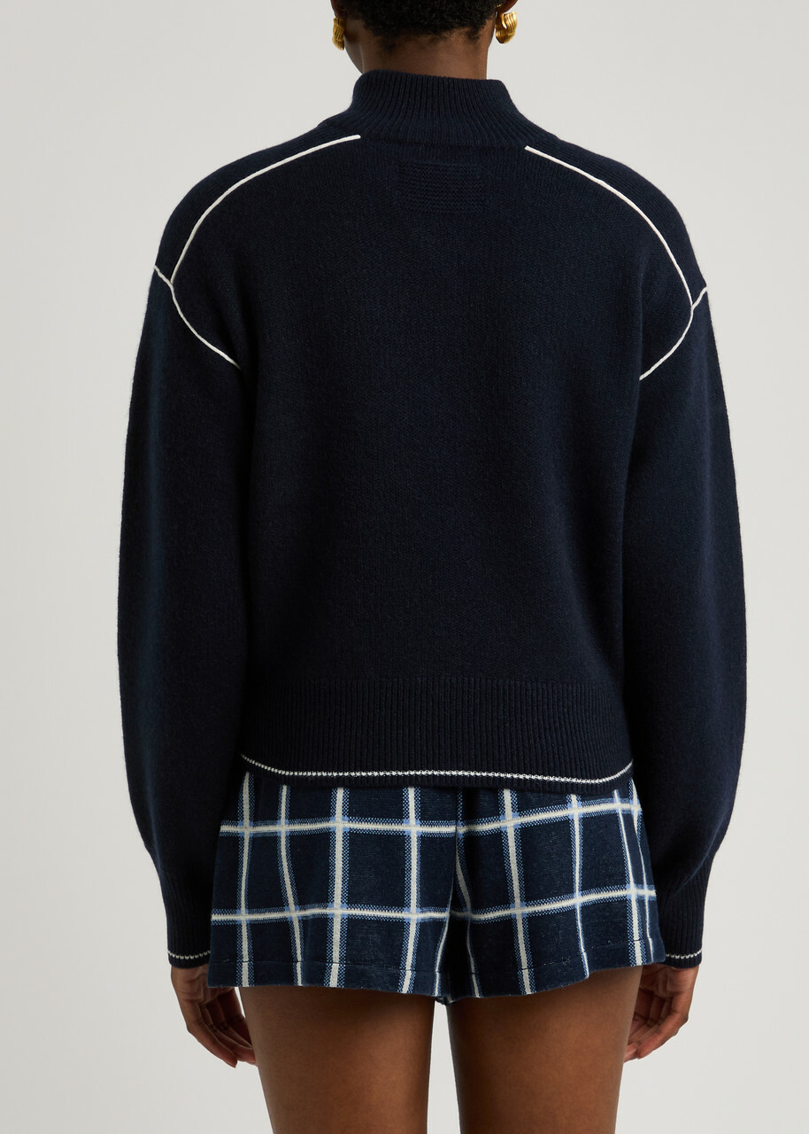 Guest In Residence Panelled Cashmere Track Jacket Navy