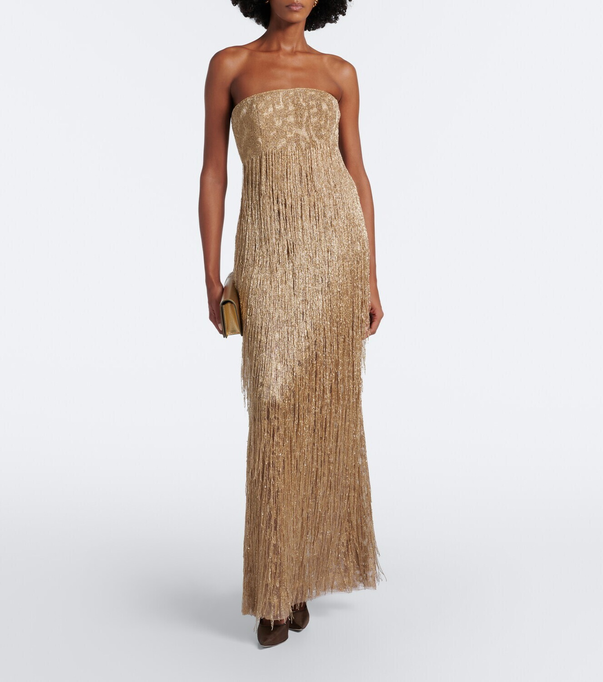Marmar Halim Embellished fringed bustier gown