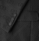 Gucci - Faille-Trimmed Logo-Jacquard Wool and Silk-Blend Tuxedo Jacket - Black