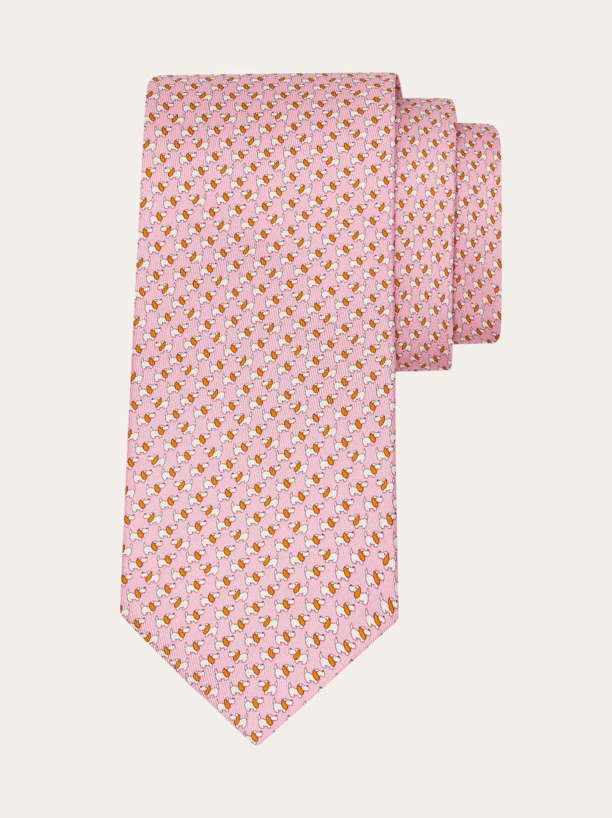 Ferragamo Mens Dylan print silk tie in Pink