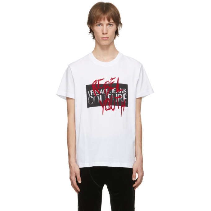 Photo: Versace Jeans Couture White Graffiti Rebel Youth T-Shirt