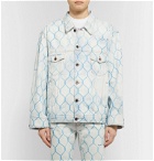 Off-White - Oversized Printed Bleached Denim Jacket - White