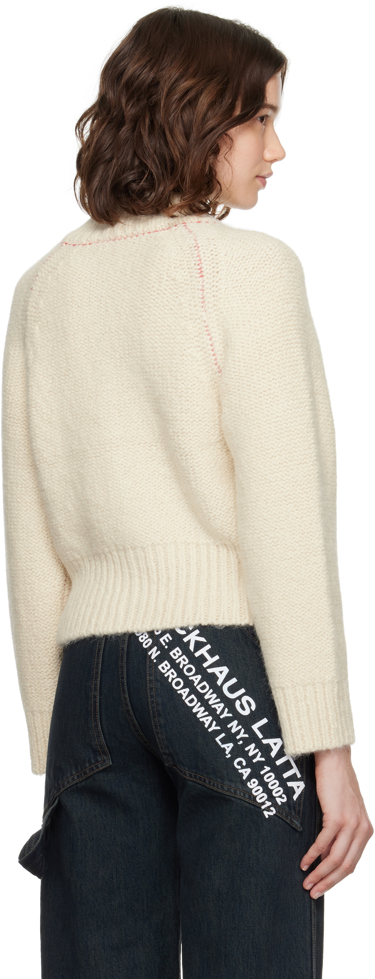 Eckhaus Latta Off-White Fisherman's Bomber Cardigan