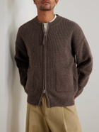 FrizmWORKS - Deck Ribbed Wool-Blend Zip-Up Cardigan - Brown