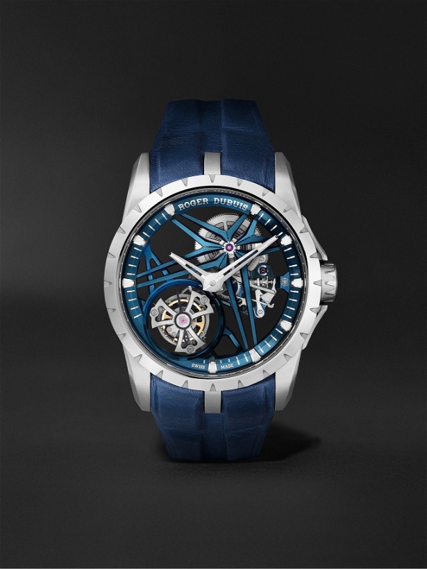 Photo: Roger Dubuis - Excalibur Cobalt Blue Limited Edition Flying Tourbillon Hand-Wound 42mm CarTech Micro-Melt BioDur CCMTM and Leather Watch, Ref. No. DBEX0838