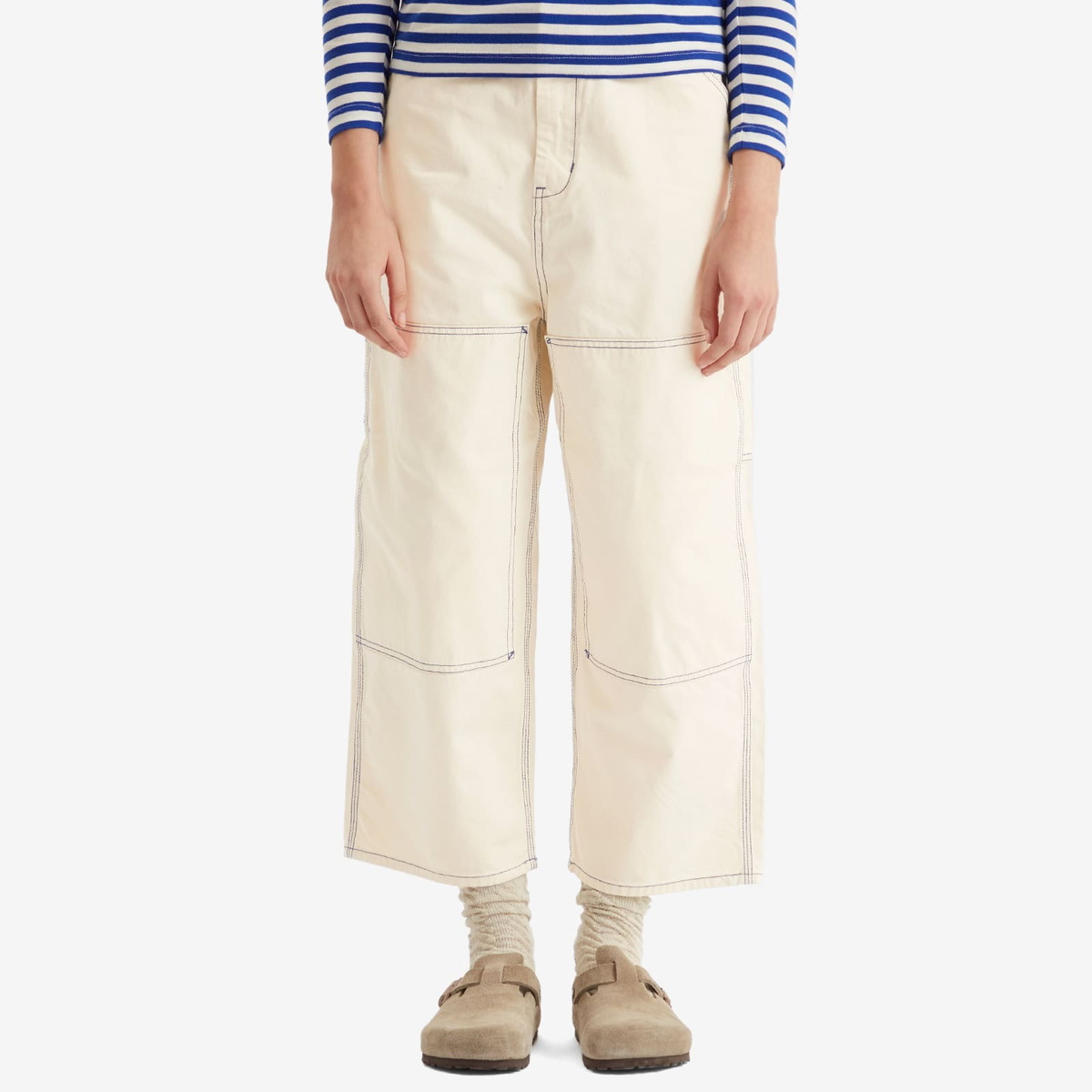 Beams Boy Women's Double Knee Painter Jeans in Ivory