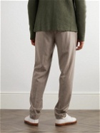Rubinacci - Tapered Pleated Virgin Wool-Flannel Trousers - Neutrals