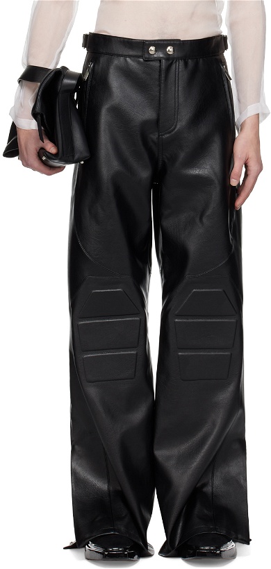 Photo: System Black Motorcycle Faux-Leather Pants