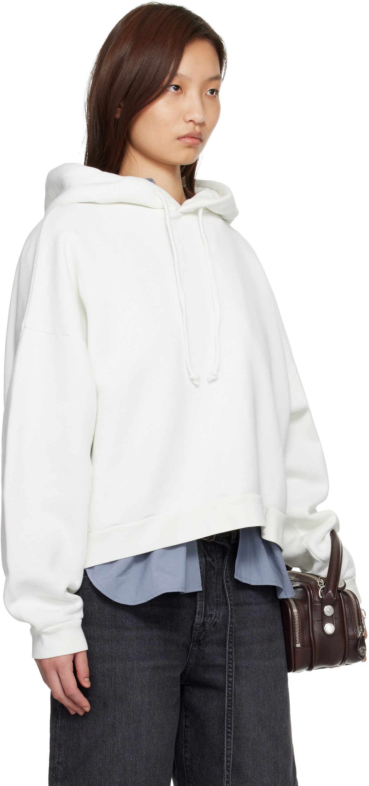 Acne Studios White Logo Fleece Hoodie