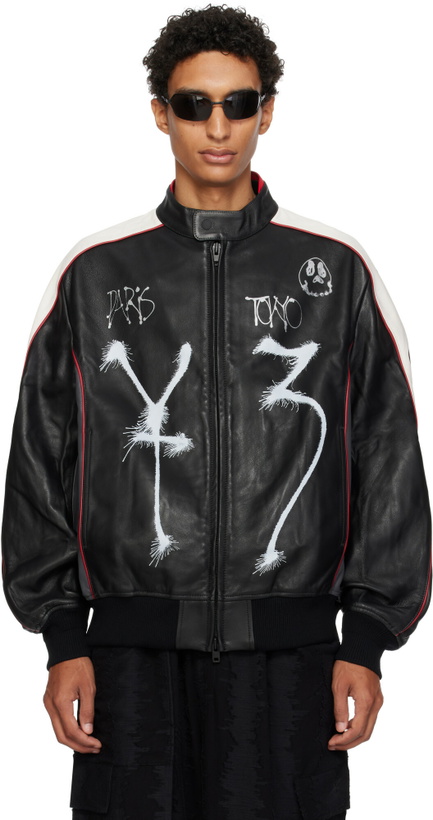 Photo: Y-3 Black Chito Edition Graphic Leather Biker Jacket