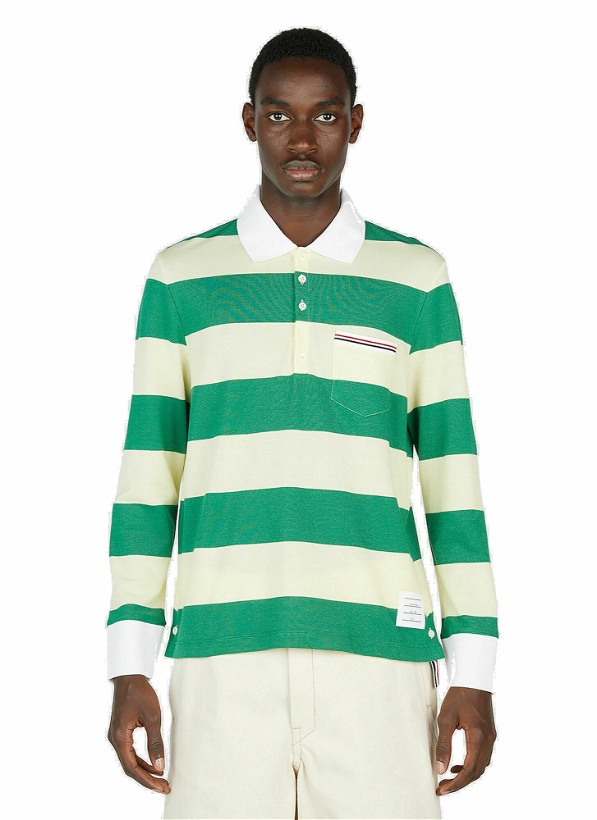Photo: Thom Browne - Striped Polo Shirt in Green