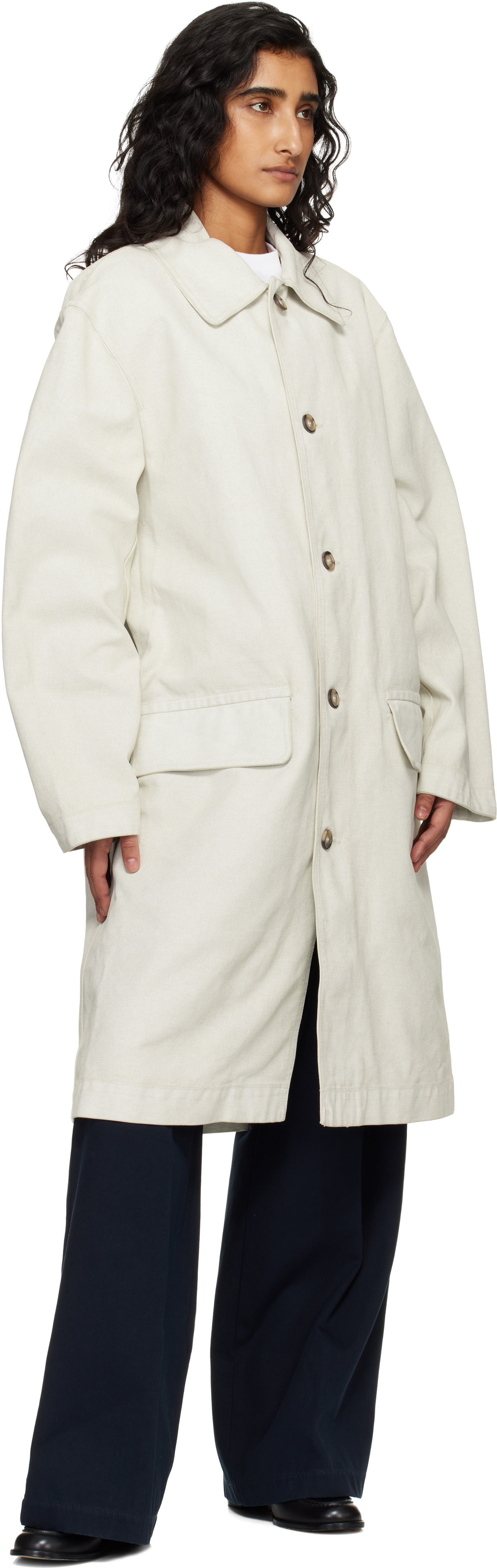 A.P.C. Off-White Coated Canvas Coat