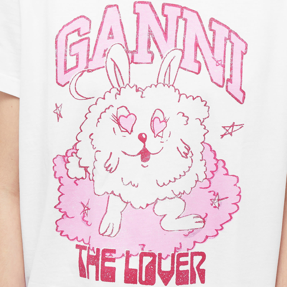 ☆韓国の人気☆【GANNI】☆RELAXED LOVE BUNNY T-SHIRT(W)☆ GANNI Women's Love Bunny Relaxed T-shirt in Bright White GANNI