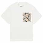 Jil Sander Men's Python Print Pocket T-Shirt in Porcelain