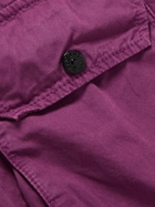 Stone Island - Logo-Appliquéd Garment-Dyed Cotton-Twill Overshirt - Purple