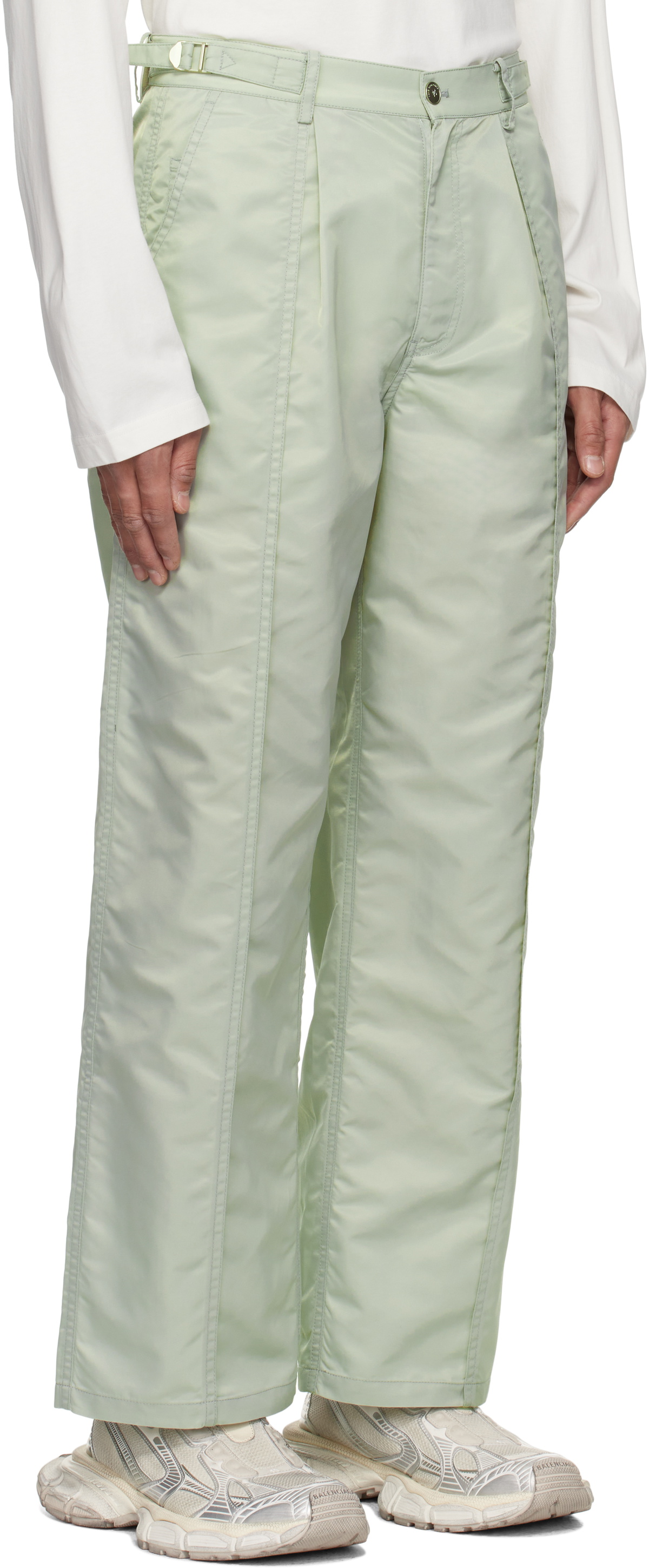 Feng Chen Wang Green Nylon Trousers
