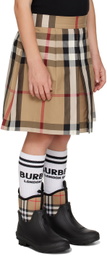 Burberry Kids Beige Exaggerated Check Skirt