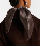 Magda Butrym Lace-trimmed silk satin scarf
