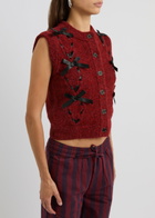 Damson Madder Aggie Bow-embellished Knitted Vest Burgundy
