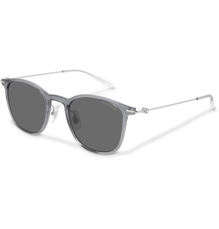 Photo: Montblanc - Round-Frame Silver-Tone and Acetate Sunglasses - Gray