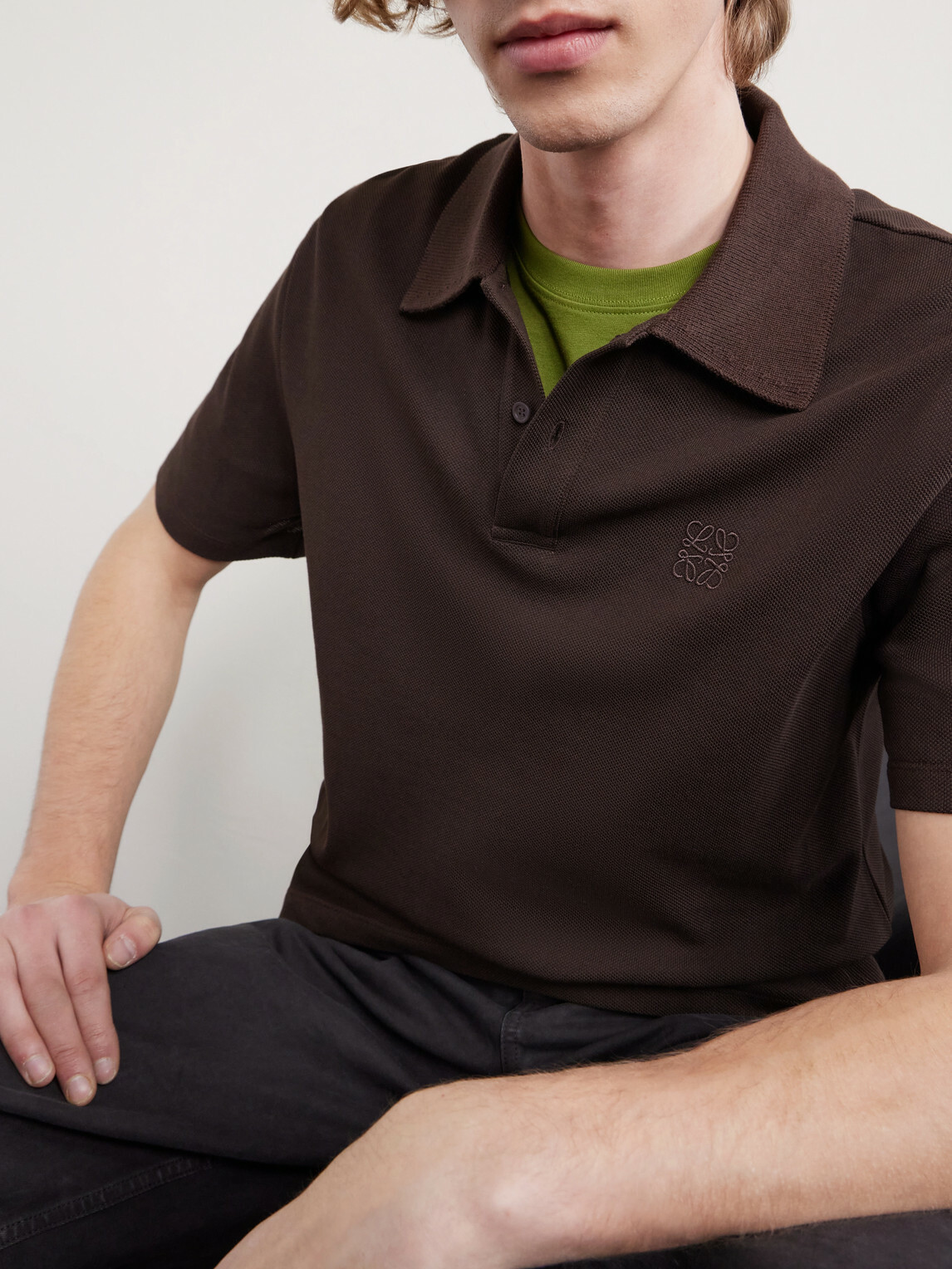 LOEWE - Slim-Fit Logo-Embroidered Cotton-Piqué Polo Shirt - Brown
