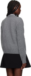 We11done Gray Pocket Logo Knit Cardigan