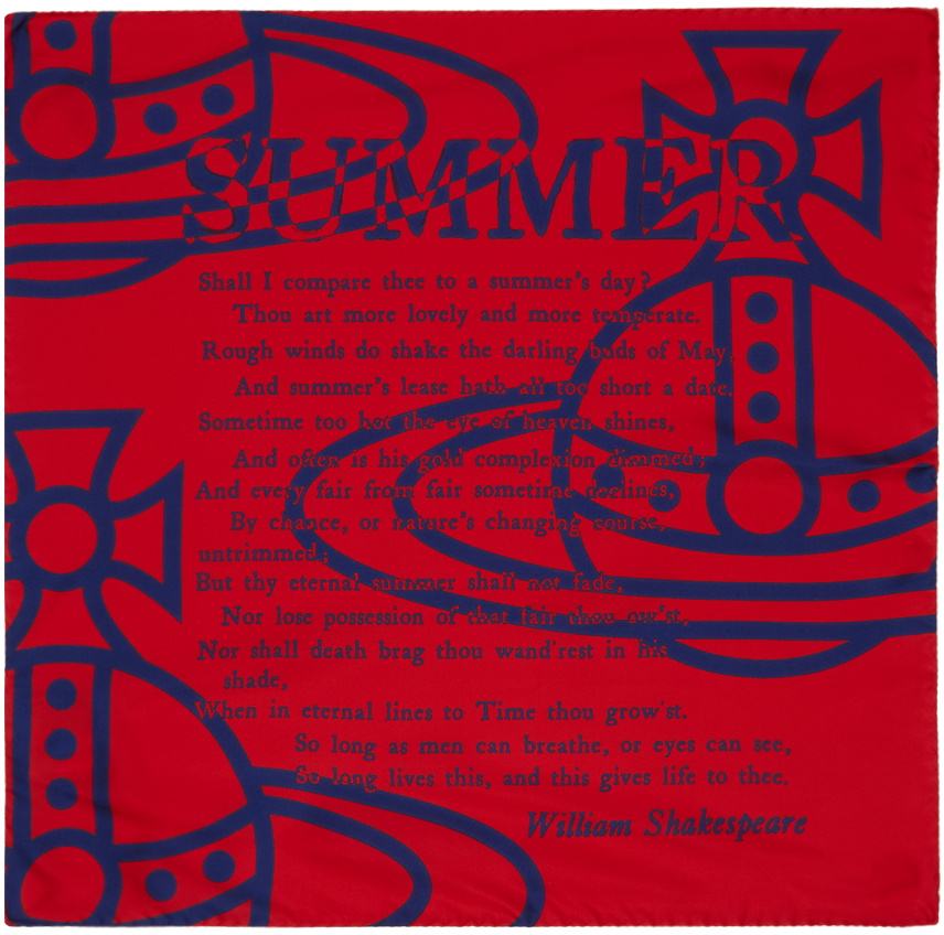 Vivienne Westwood Red & Navy Summer Square Pocket Square