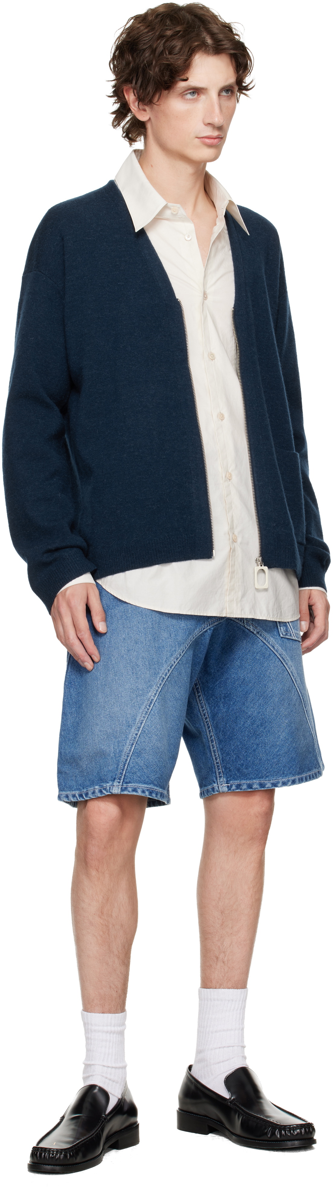 JW Anderson Blue Twisted Workwear Denim Shorts