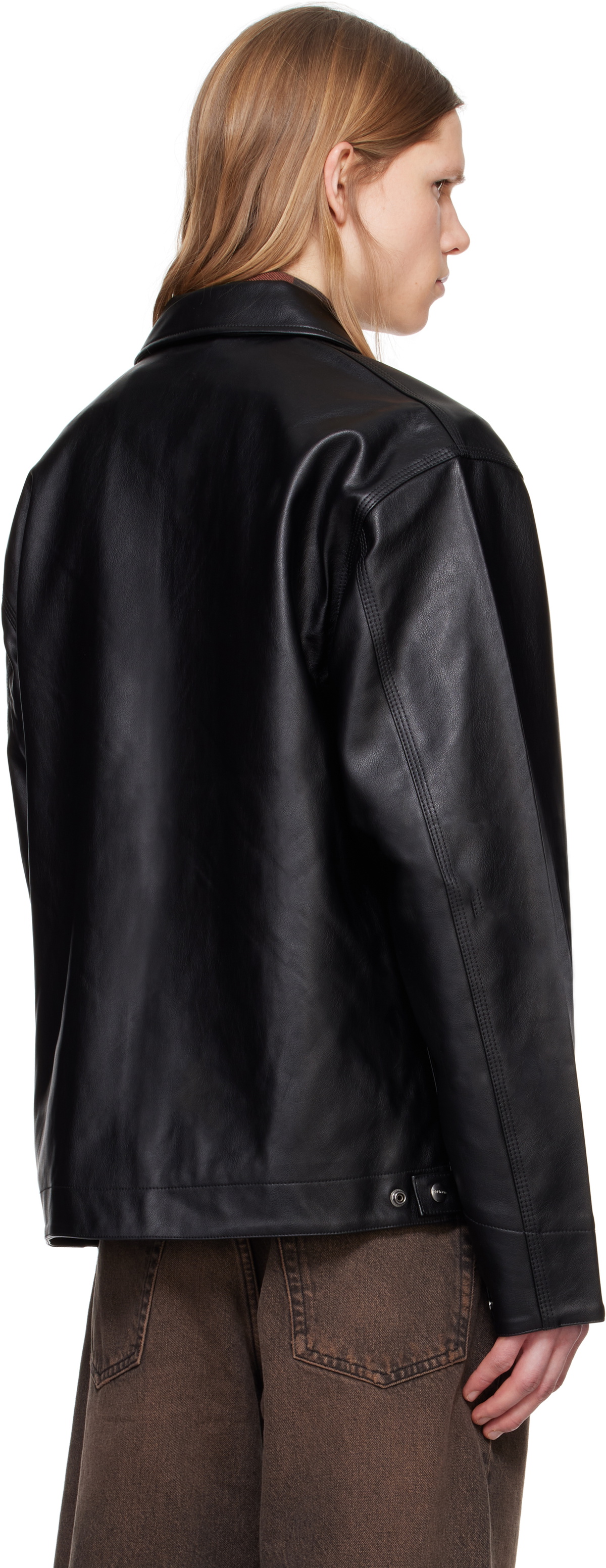 Carhartt Work In Progress Black Detroit Faux-Leather Jacket
