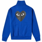 Comme des Garçons Play Men's Black Heart Zip Back Print Track Top in Navy