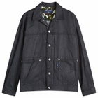Comme des Garçons Homme Men's Cotton Poly Denim Trucker Jacket in Navy/White