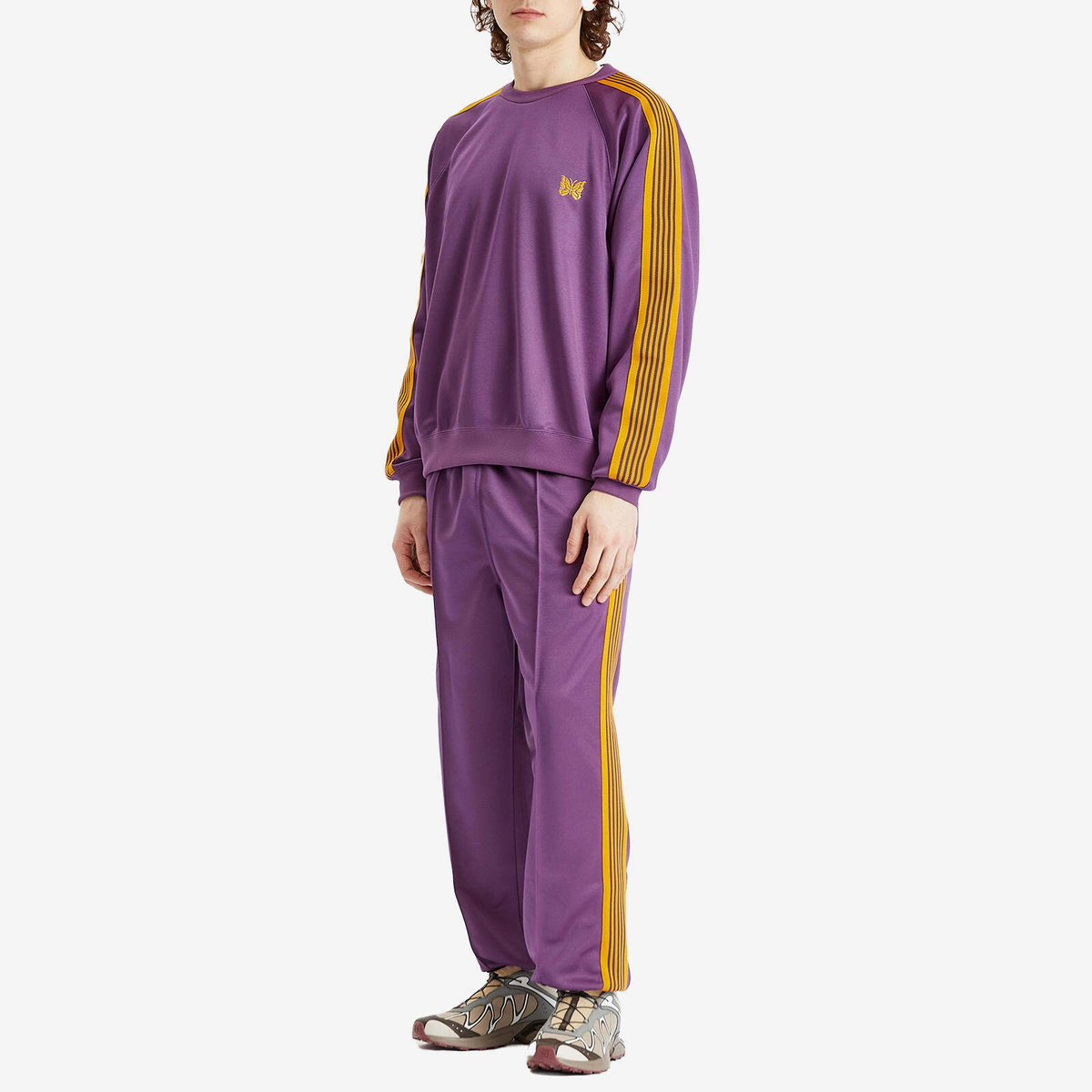 Needles Men's Track Crew Neck Sweatshirt in Purple