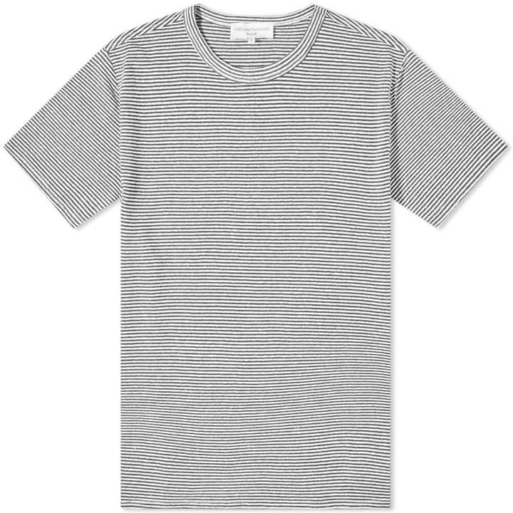 Photo: Officine Générale Men's Fine Stripe T-Shirt in White/Grey