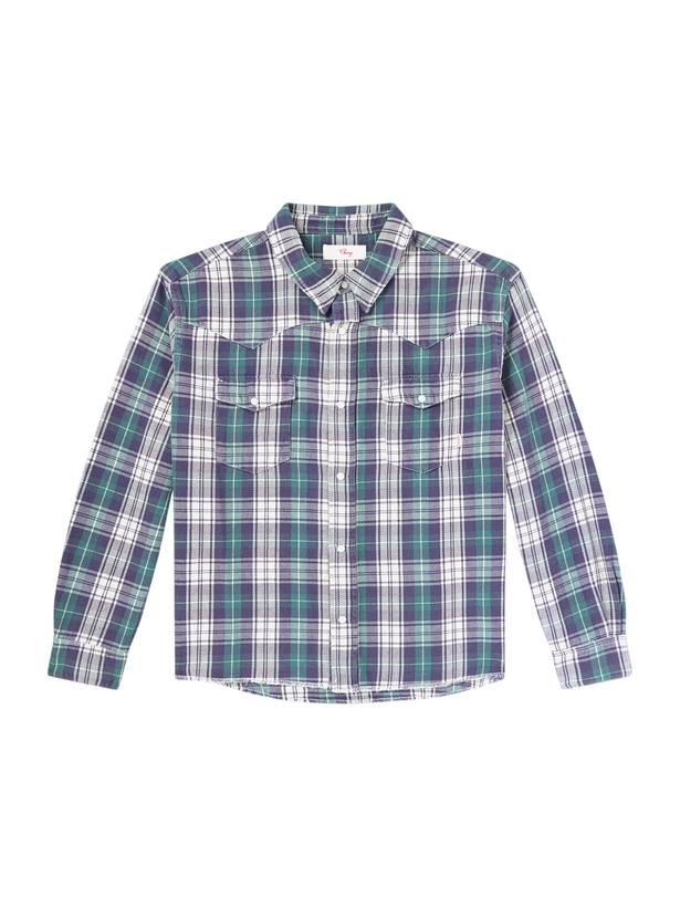 Photo: Cherry Los Angeles - Cropped Checked Cotton-Flannel Shirt - Green