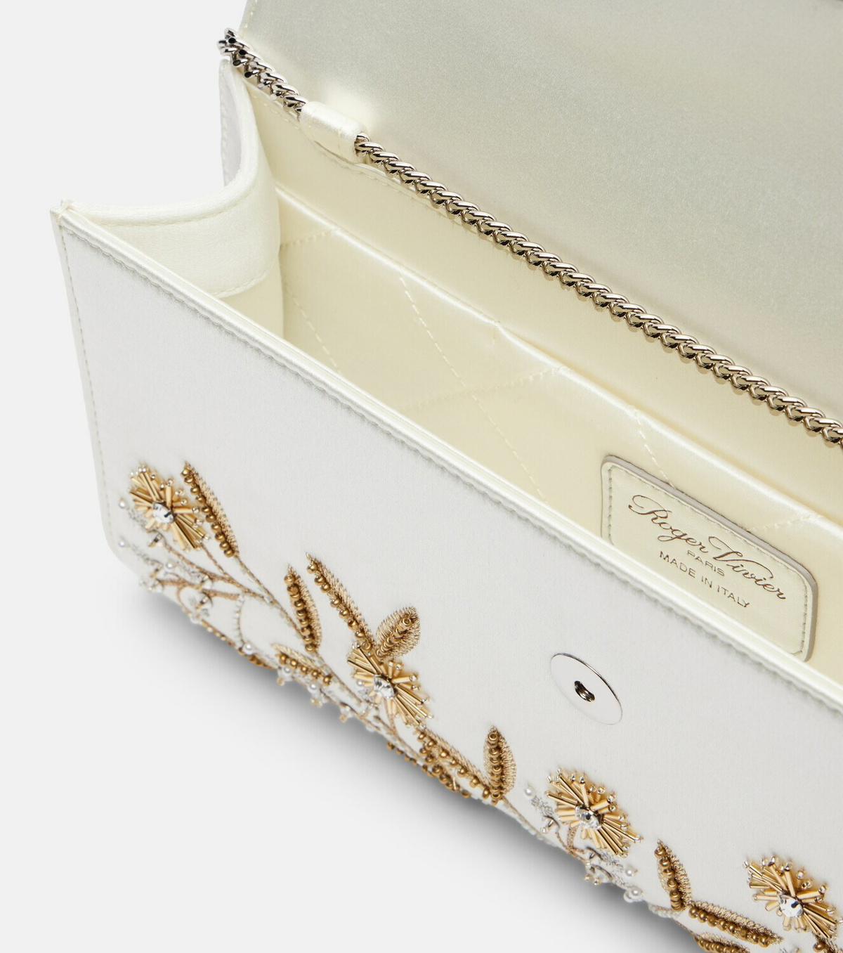 Roger Vivier Efflorescence embellished satin clutch