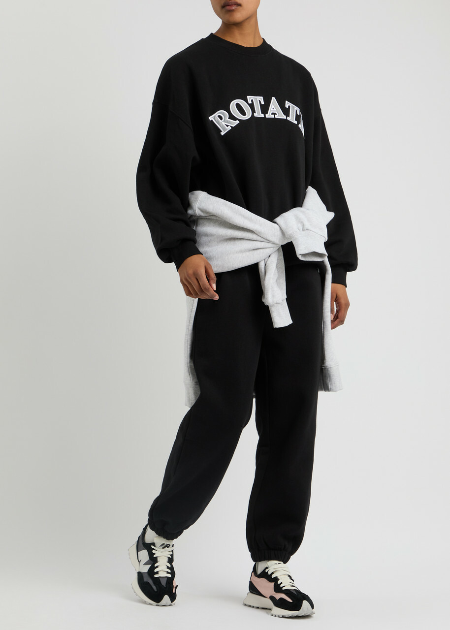 Rotate Sunday Logo-embroidered Cotton Sweatpants Black