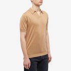 John Smedley Men's Noah Skipper Collar Polo Shirt in Light Camel