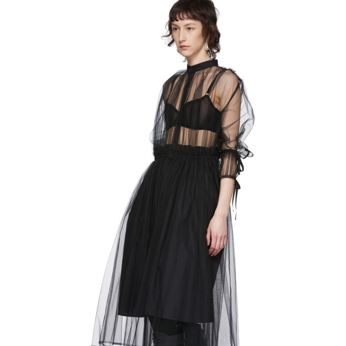 Noir Kei Ninomiya Black Tulle Upper Shirt Dress Noir Kei Ninomiya