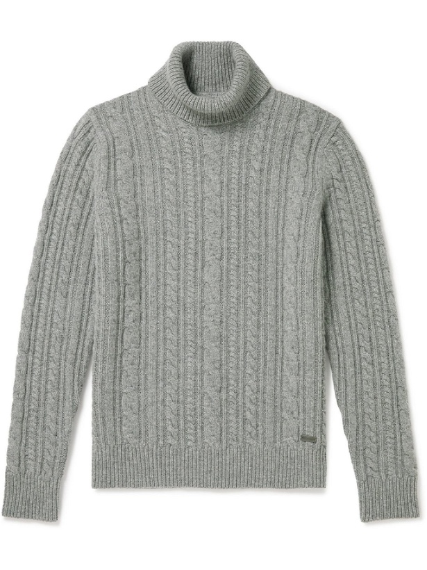 Photo: Belstaff - Hilary Cable-Knit Wool Rollneck Sweater - Gray