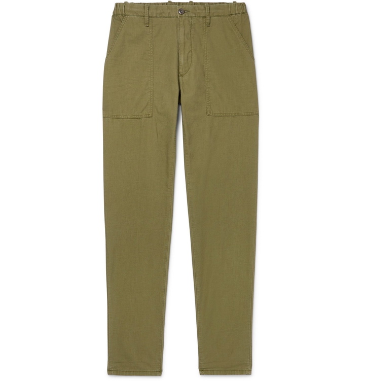 Photo: Incotex - Slim-Fit Garment-Dyed Cotton Drawstring Trousers - Green