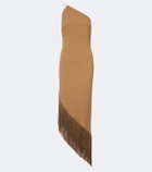 Taller Marmo Antelope fringe-trimmed asymmetric midi dress
