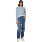 Carven Blue Striped Trim Sweater