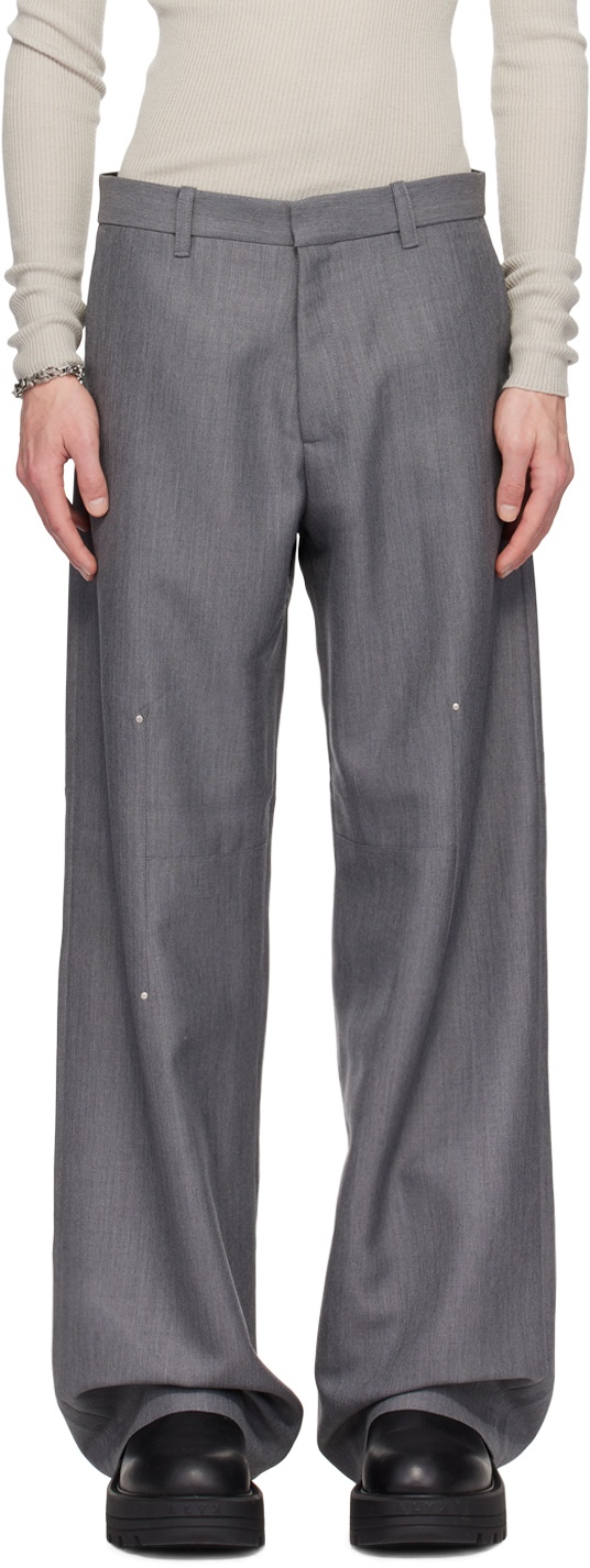 Photo: HELIOT EMIL Gray Radial Tailored Trousers