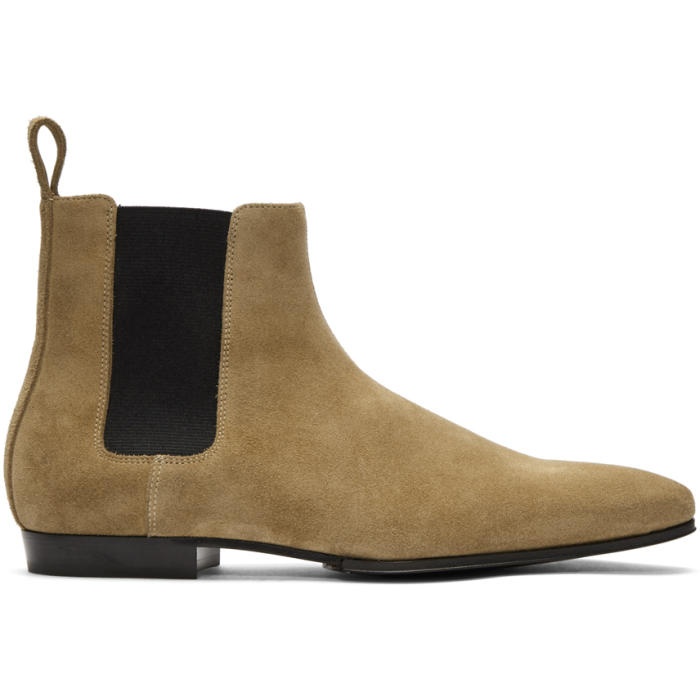 Balmain Taupe Suede Chelsea Boots